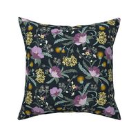 Poppy Meadow - Midnight Blue Purple Floral Regular Scale