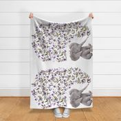 54"x36" Baby Elephant Lavender Florals