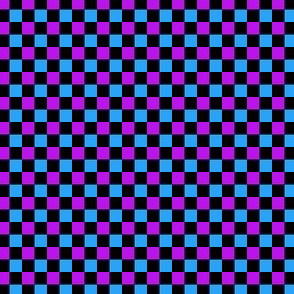 Vibrant Purple Blue Checkered