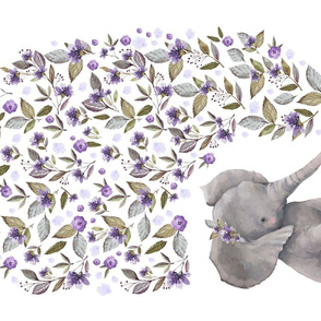 27"x18" Baby Elephant Lilac Florals 