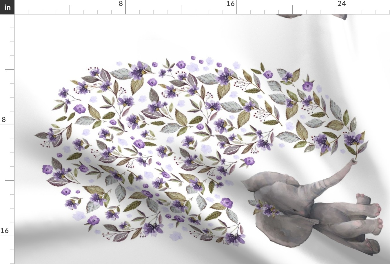 27"x18" Baby Elephant Lilac Florals 