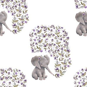 8" Baby Elephant Lilac with Florals Mix and Match