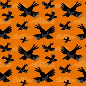 Crows on orange small