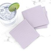 6" White Polka Dots with Lavender Back