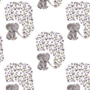 4" Baby Elephant Lilac with Florals Mix and Match