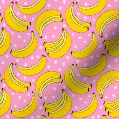 geometric bananas and dots on pink