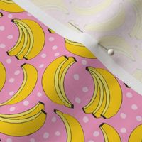 tiny geometric bananas and dots on pink
