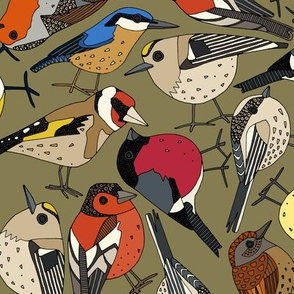 winter garden birds olive