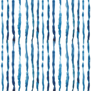 Indigo Blue Watercolor Stripes