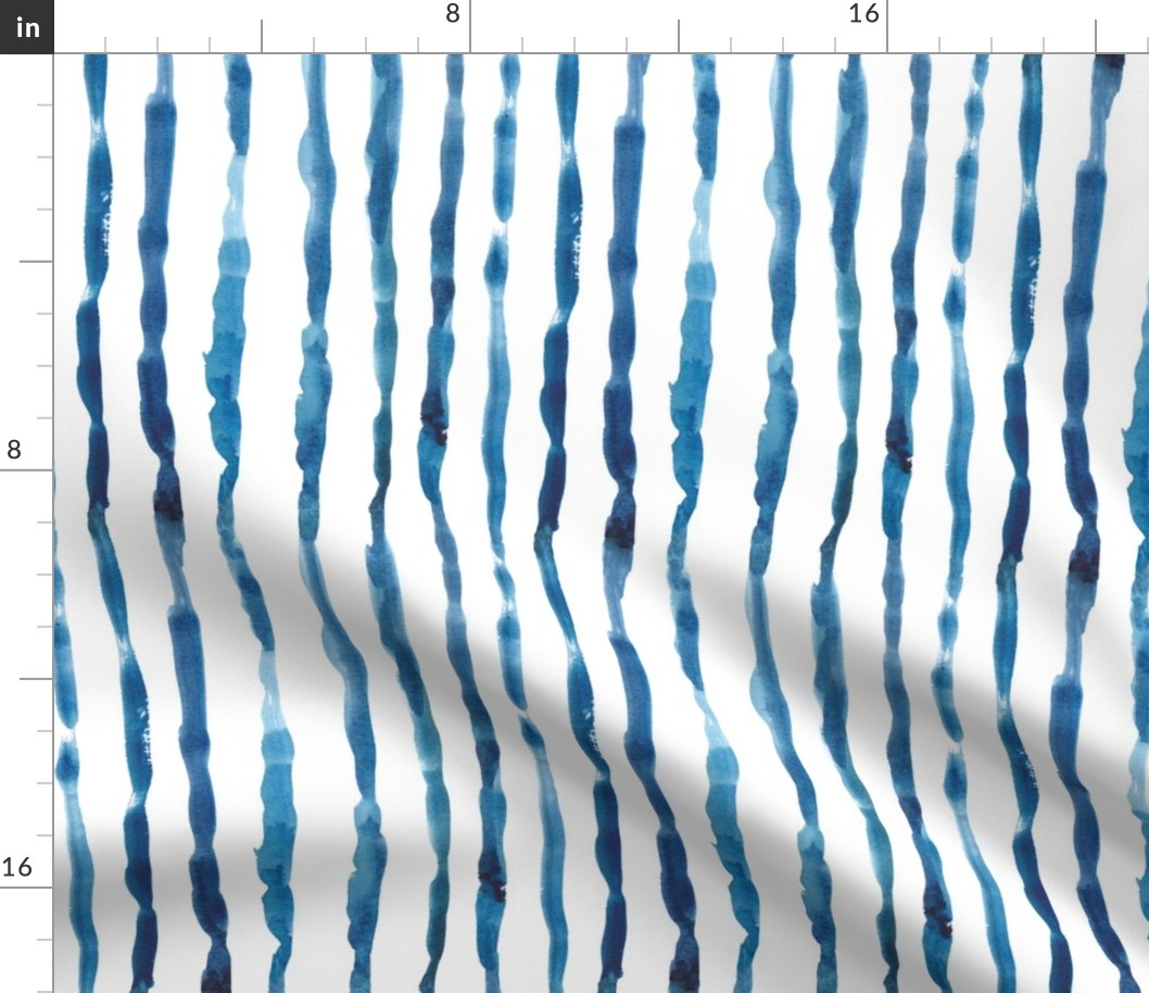 Indigo Blue Watercolor Stripes