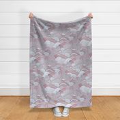 Paper Garden Mauve- Dusty Rose Nursery- Baby Girl- Large Scale- - Jumbo Scale Botanical Wallpaper