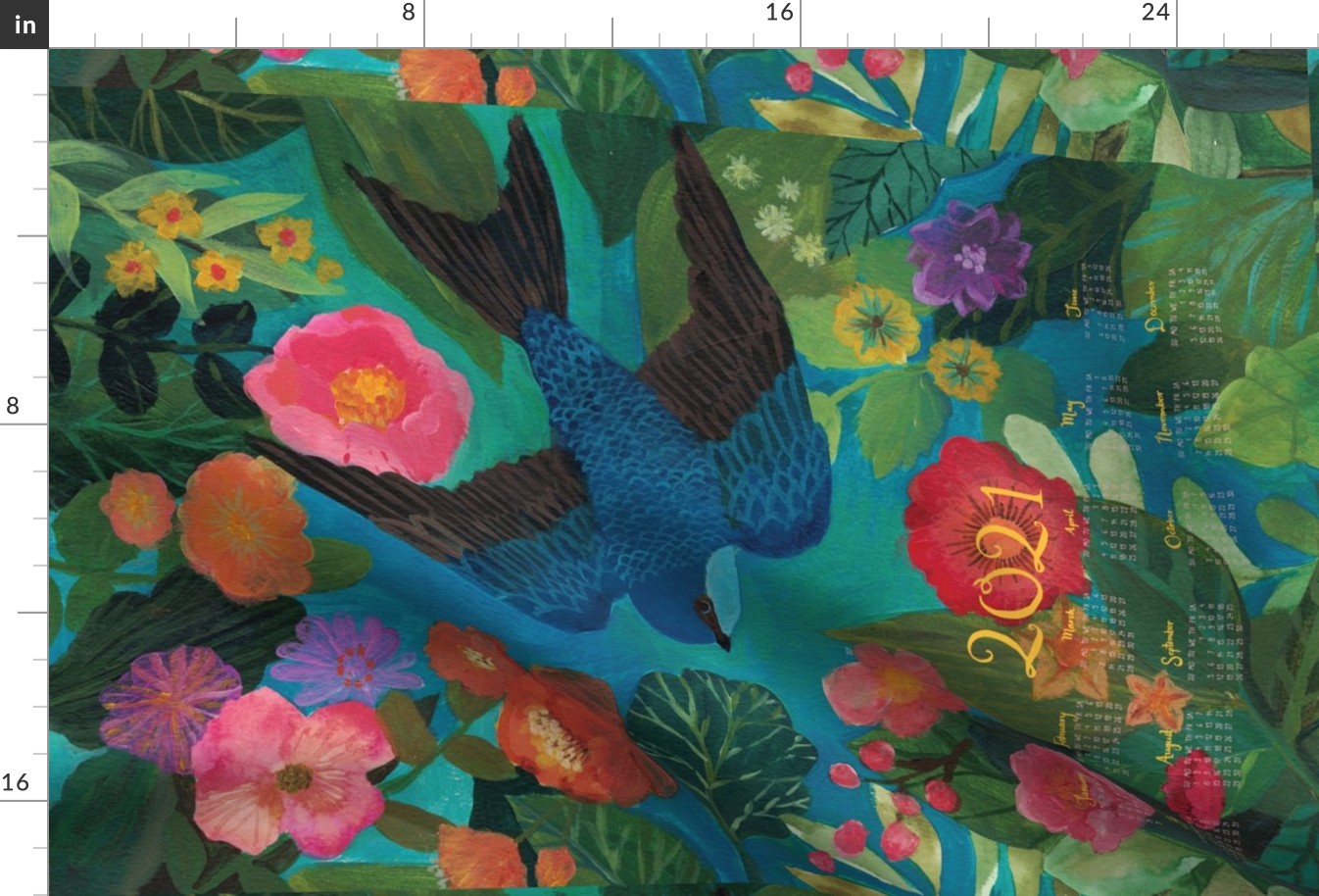 Precious World Bird 2021 Calendar Tea Towel