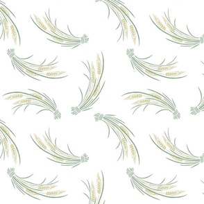 Yellow Wheat Tossed Pattern White