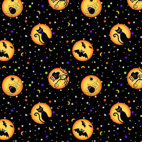 Halloween Cats Bats Owls Spiders