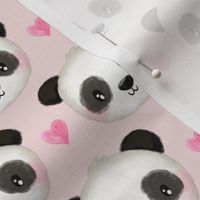 Watercolor Panda & Hearts Baby Pink