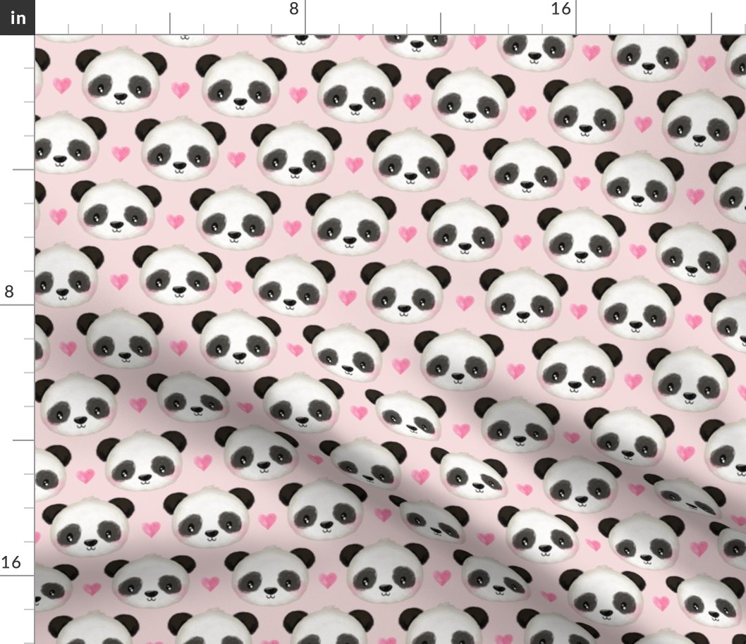 Watercolor Panda & Hearts Baby Pink