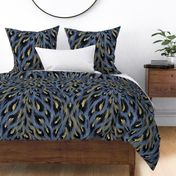 Leopard Print - Navy Blue / Gold - Large Scale