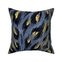 Leopard Print - Navy Blue / Gold - Large Scale