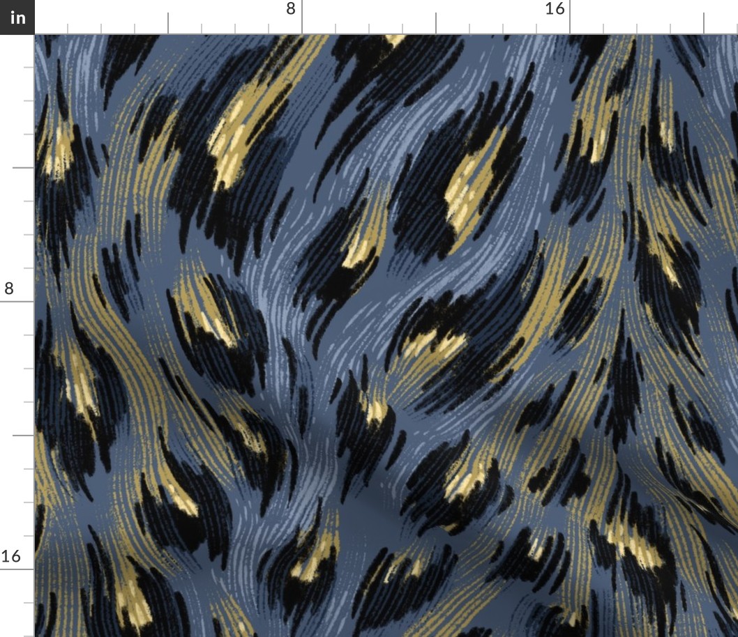 Leopard Print - Navy Blue / Gold - Large Scale