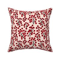 Delicate garden snow berries and poppy seeds classic winter Christmas red blush black