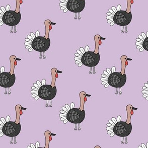 Little quirky turkey thanksgiving holiday icon animal design kids lilac purple girls
