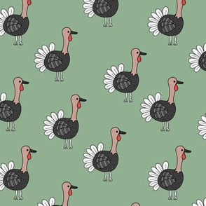 Little quirky turkey thanksgiving holiday icon animal design kids eucalyptus green