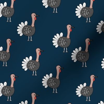 Little quirky turkey thanksgiving dinner holiday icon animal design kids navy blue brown