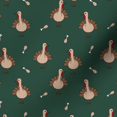 Quirky turkey thanksgiving dinner meat holiday icon animal design kids forest green