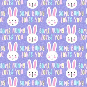 Some Bunny Loves You - easter bunny - Multi on purple - LAD20