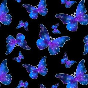 Galaxy butterfly cool dark blue pattern 