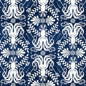 Mythos - Nautical Octopus Damask Blue Regular Scale