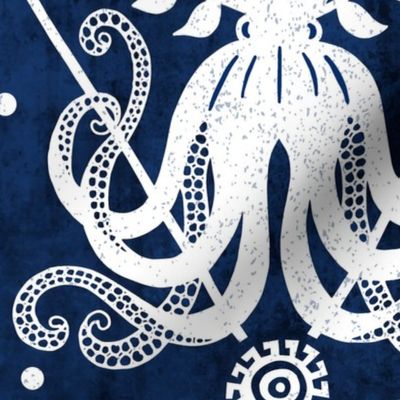 Mythos - Nautical Octopus Damask Blue Jumbo Scale