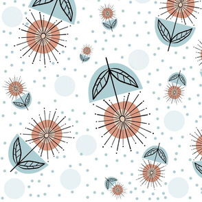 dots and flowers blue