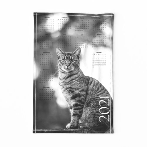Spoonflower Tea Towel Cat Kitchen Black Cat Tea Towel Calendar 2021 Linen Cotton