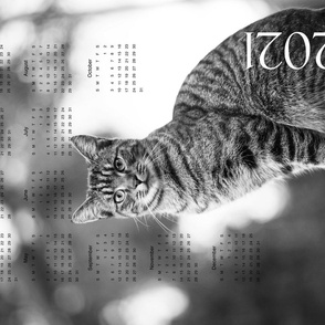 2021 Cat fabric calendar tea towel
