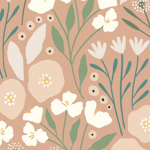 Fiona floral (tan) (jumbo)