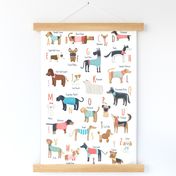 Tea towel ABC dog breeds with clothes