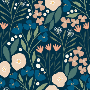 Fiona floral (dark navy)