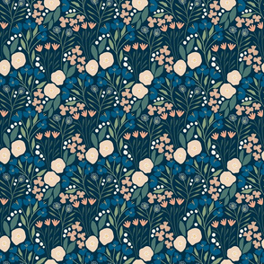 Fiona floral (dark navy) (super small scale)