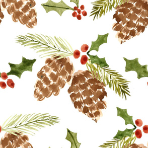 pinecones & holly 