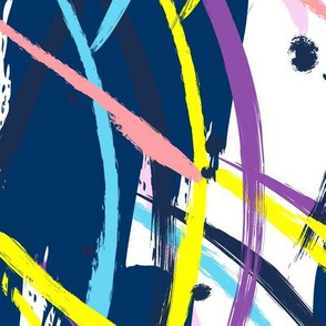 Abstract painting navy brush strokes