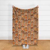 Fall Gnomes with Pumpkins_ Leaves and Acorns on Burlap - large scale