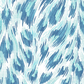 Leopard Print - White / Blue - Large Scale