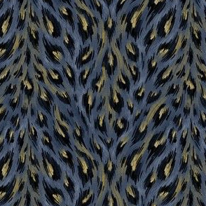 Leopard Print - Dark Navy Blue / Gold - Small Scale