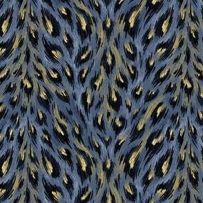 Leopard Print - Navy Blue / Gold - Small Scale