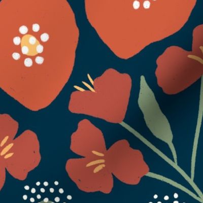 Fiona floral (navy and red) (jumbo)