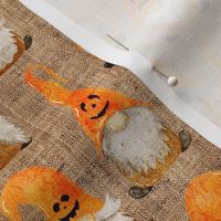 Jack-O-Lantern Pumpkin Gnomes on Burlap - small scale