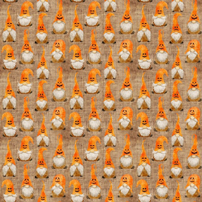 Jack-O-Lantern Pumpkin Gnomes on Burlap - small scale