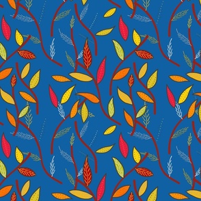 Autumnal Cheer (Leaf Lattice) - ocean blue, medium 