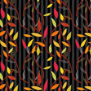 Autumnal Cheer (Leaf Lattice) - dark grey stripes, medium 